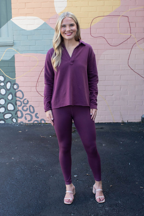 Peyton Flexform High Waisted Leggings, Dark Plum