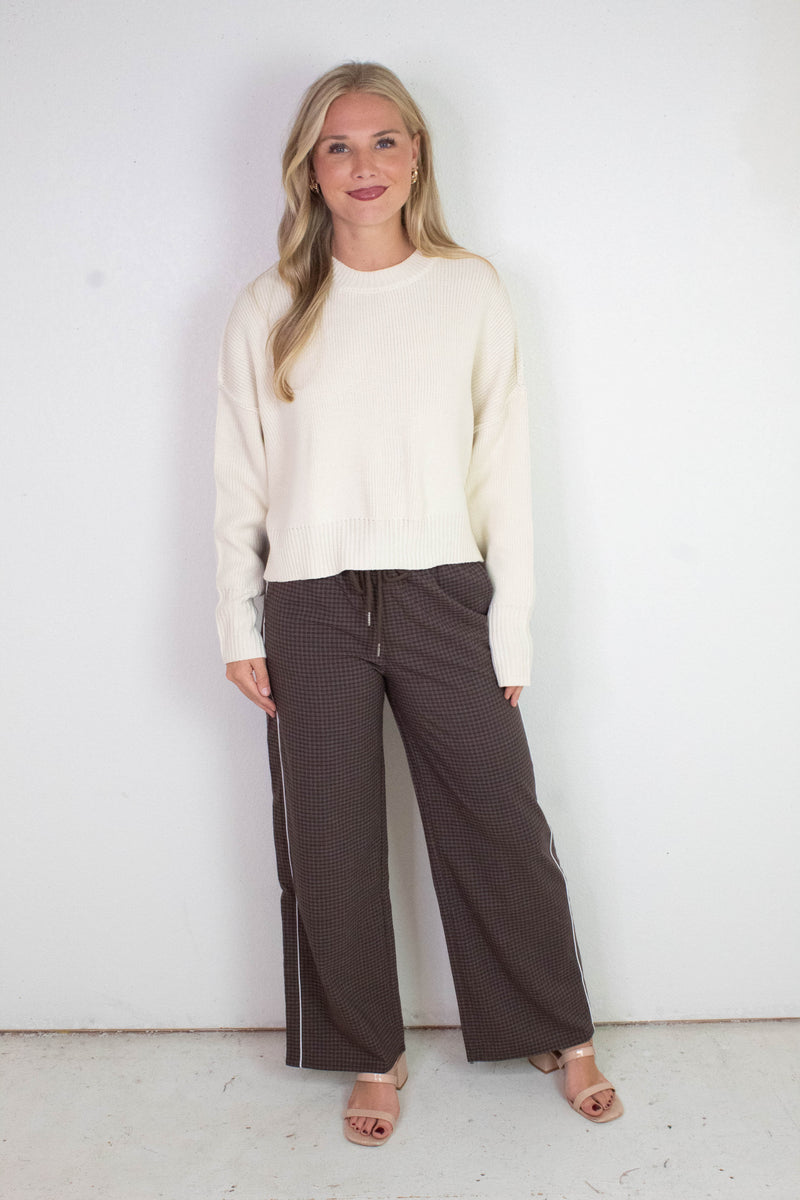 Camila Round Neck Cropped Sweater, Cream