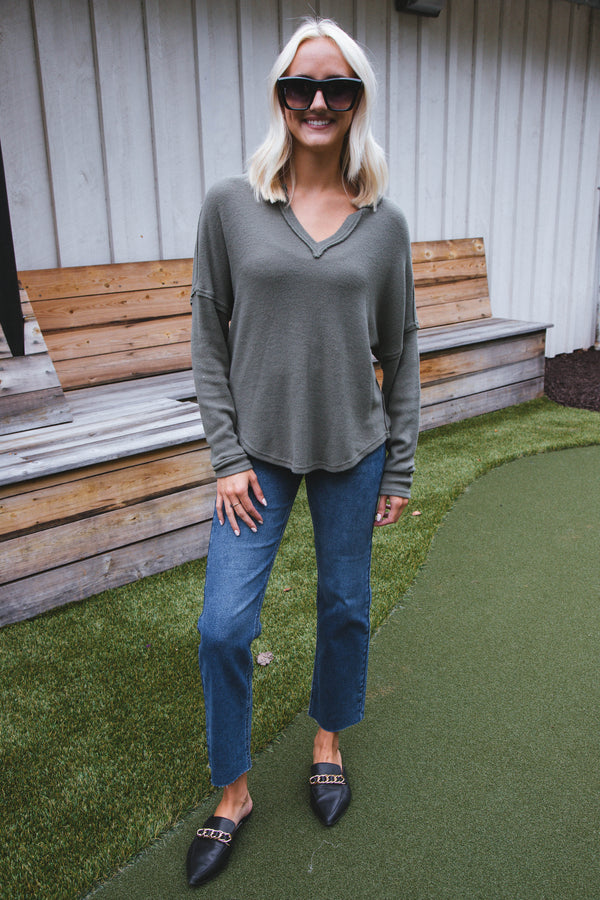 Ania Knit Top, Dark Olive