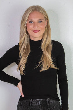 Ronan Mock Neck Top, Black | Sadie & Sage