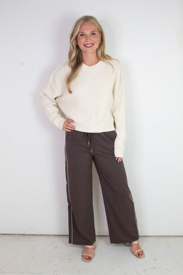 Camila Round Neck Cropped Sweater, Cream