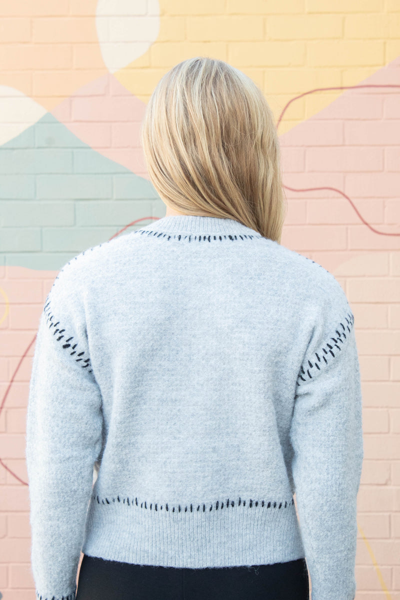 Lottie Stitch Detail Cardigan, Grey | RD Style