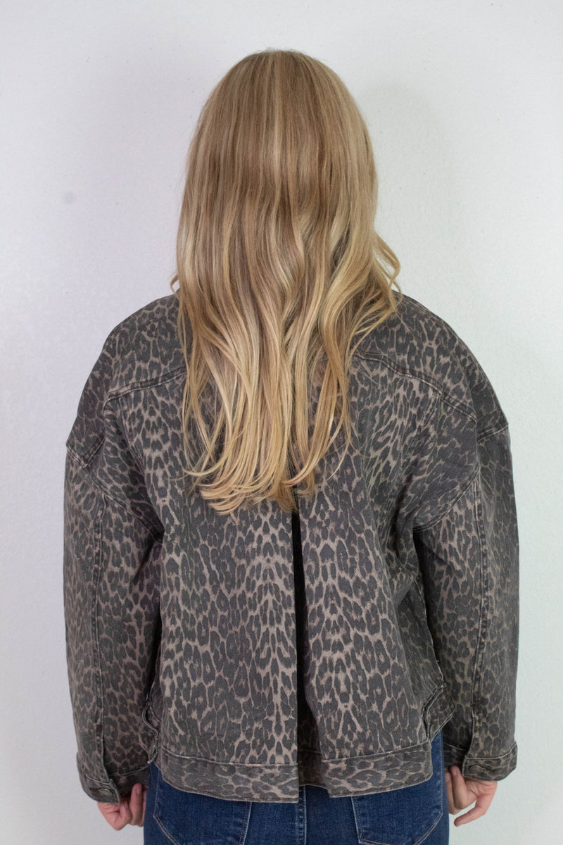 Lorna Leopard Print Denim Jacket, Leopard
