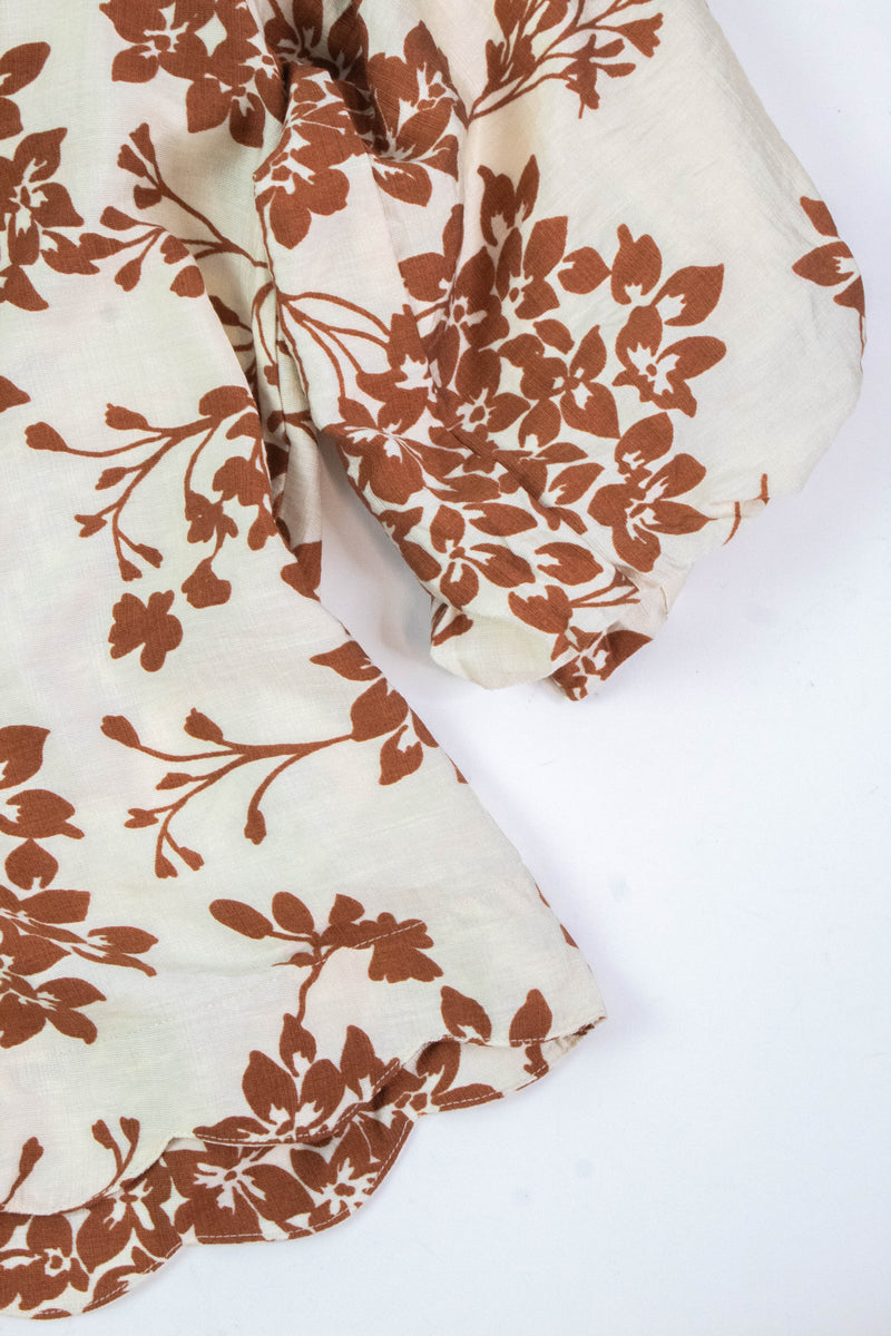 Zorina Cherry Blossom Print Blouse, Caramel | Plus Size