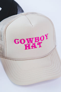 Cowboy Hat Trucker Hat Cap, Tan | The Candy Collections