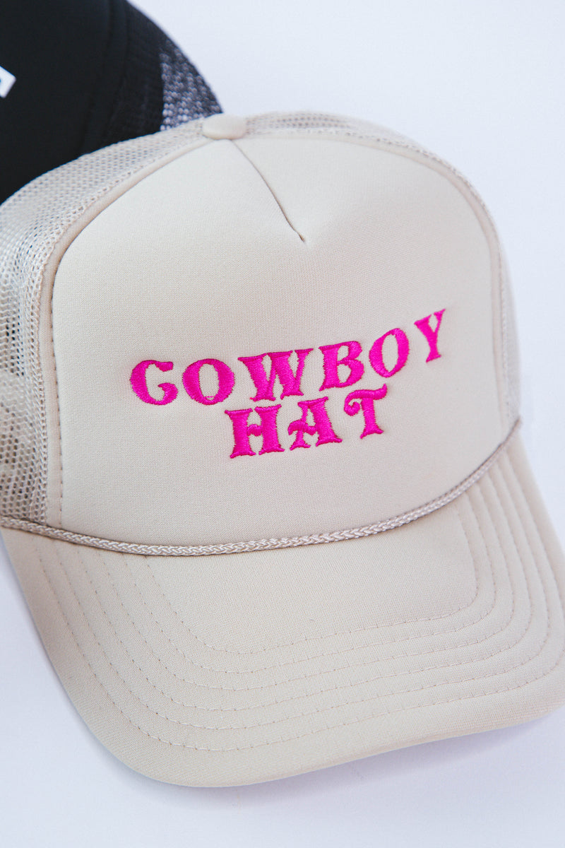 Cowboy Hat Trucker Hat Cap, Tan | The Candy Collections