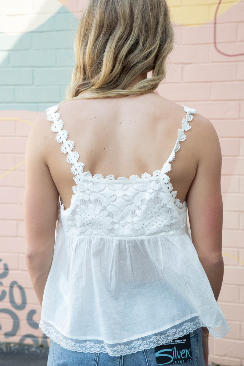 Stevie Lace Tank, Clean Ivory | Free People
