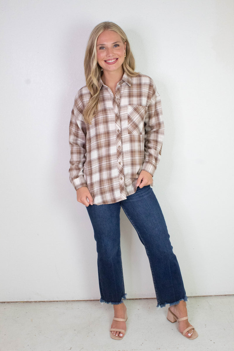 Monroe Brown Plaid Flannel Shirt, Mocha