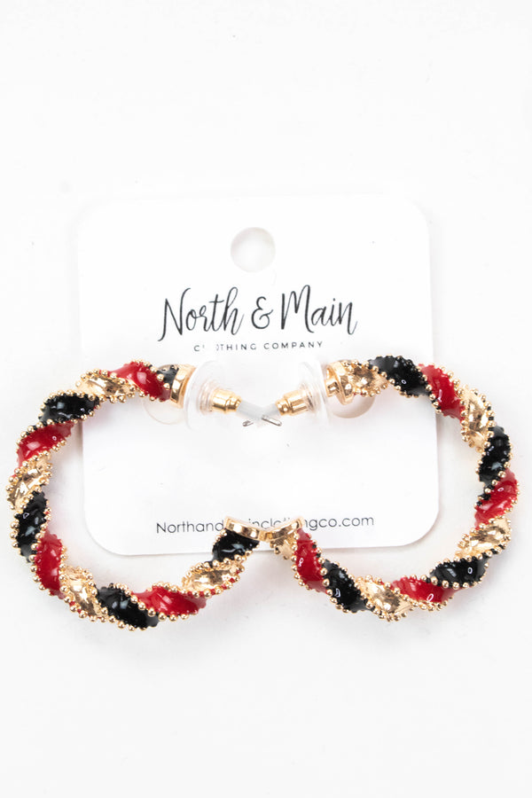 Lennox Wrapped Hoop Earring, Red/Black
