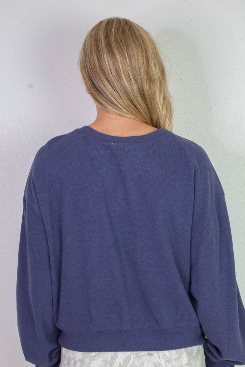 Kinsley Soft Ribbed Sweatshirt, Dusty Indigo