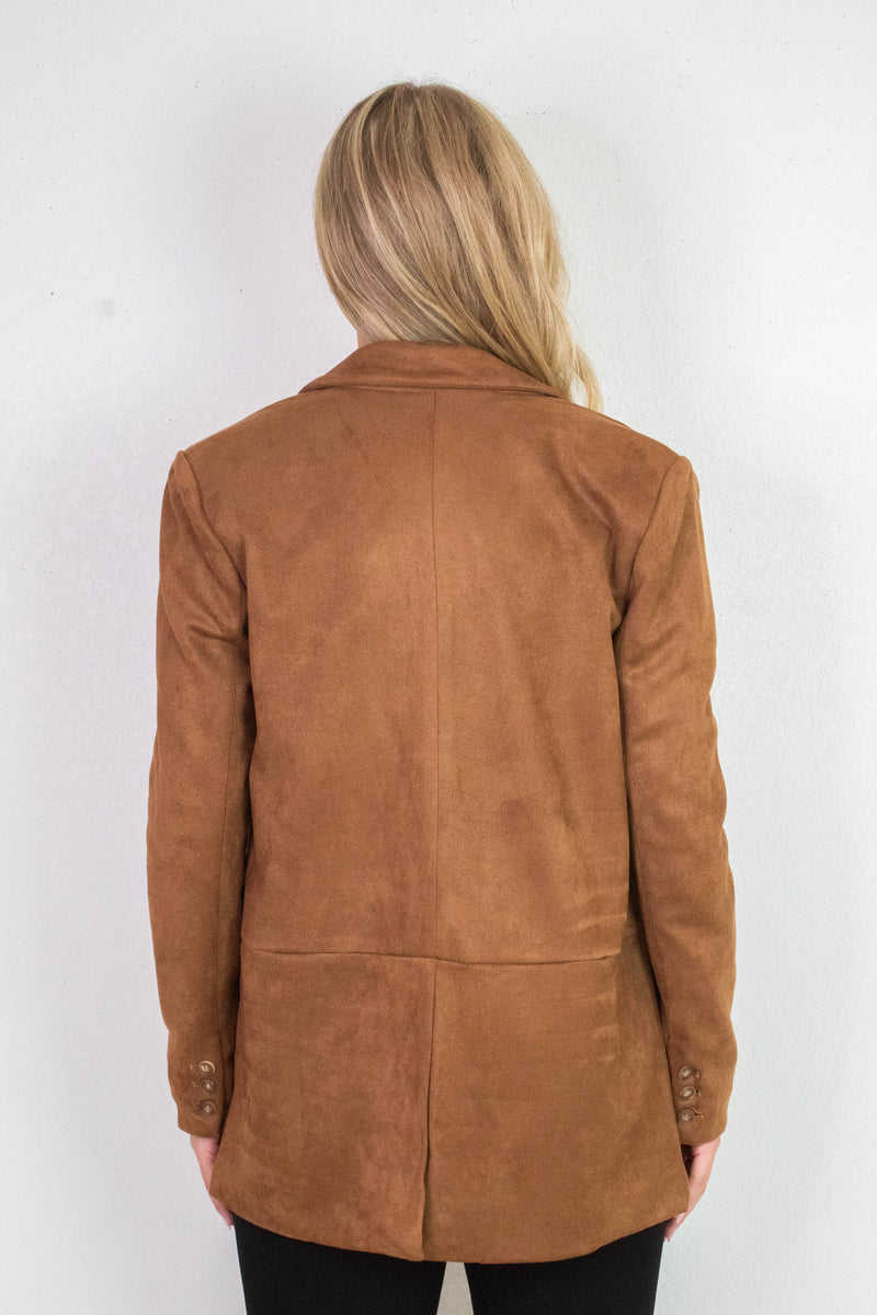 Miranda Faux Suede Blazer, Cognac