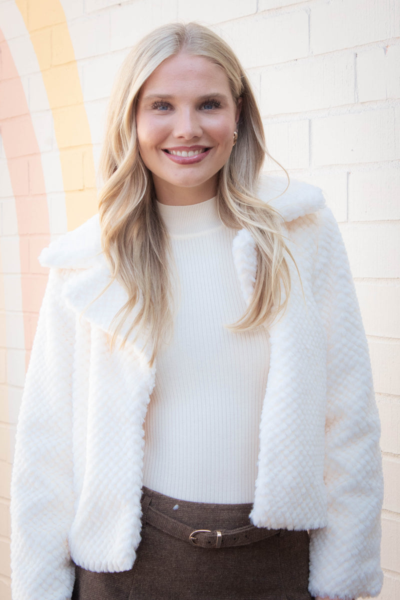 So So Soft Faux Fur Coat, Ivory | Sadie & Sage
