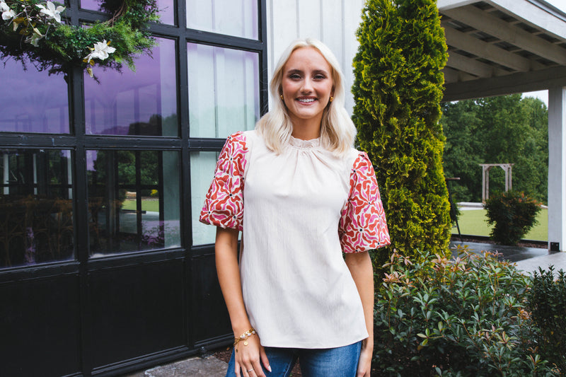 Jackie Embroidered Top, Natural