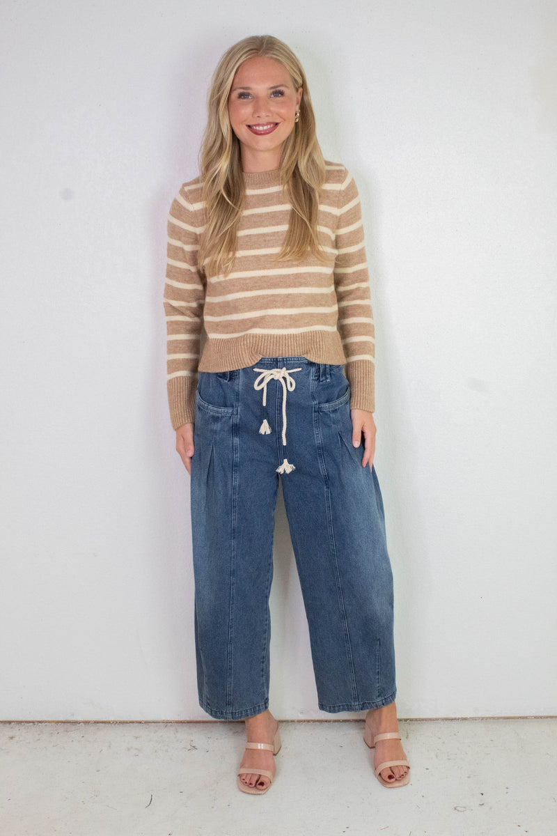 Sheri Striped Sweater, Taupe Cream | Sadie & Sage