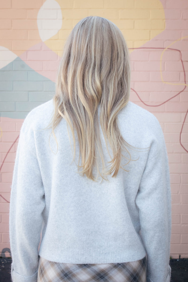 Lila Cuff Detail Pocket Sweater, Heather Grey