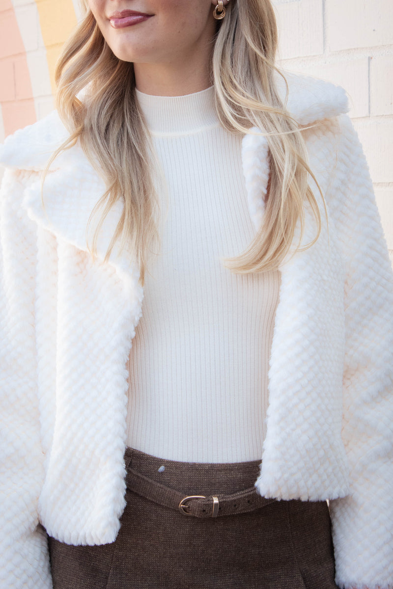 So So Soft Faux Fur Coat, Ivory | Sadie & Sage