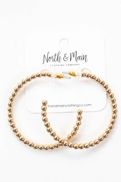Solana 4mm Beaded Hoop Earring, Gold