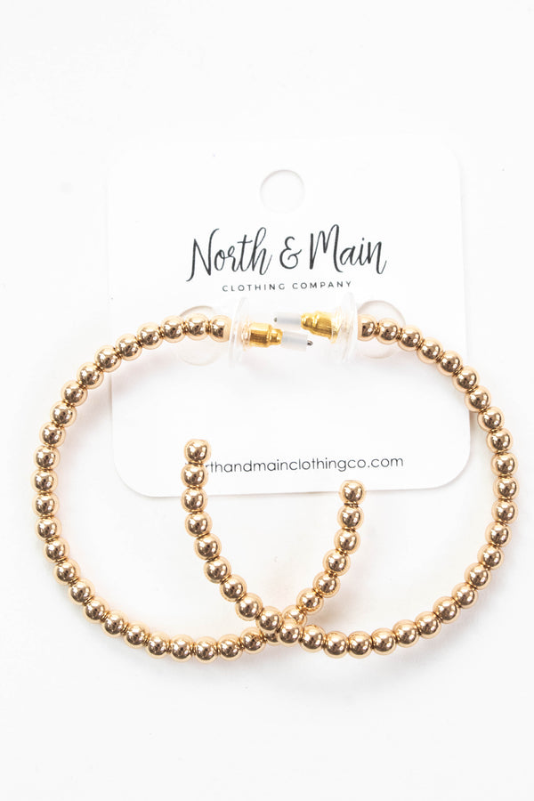 Solana 4mm Beaded Hoop Earring, Gold