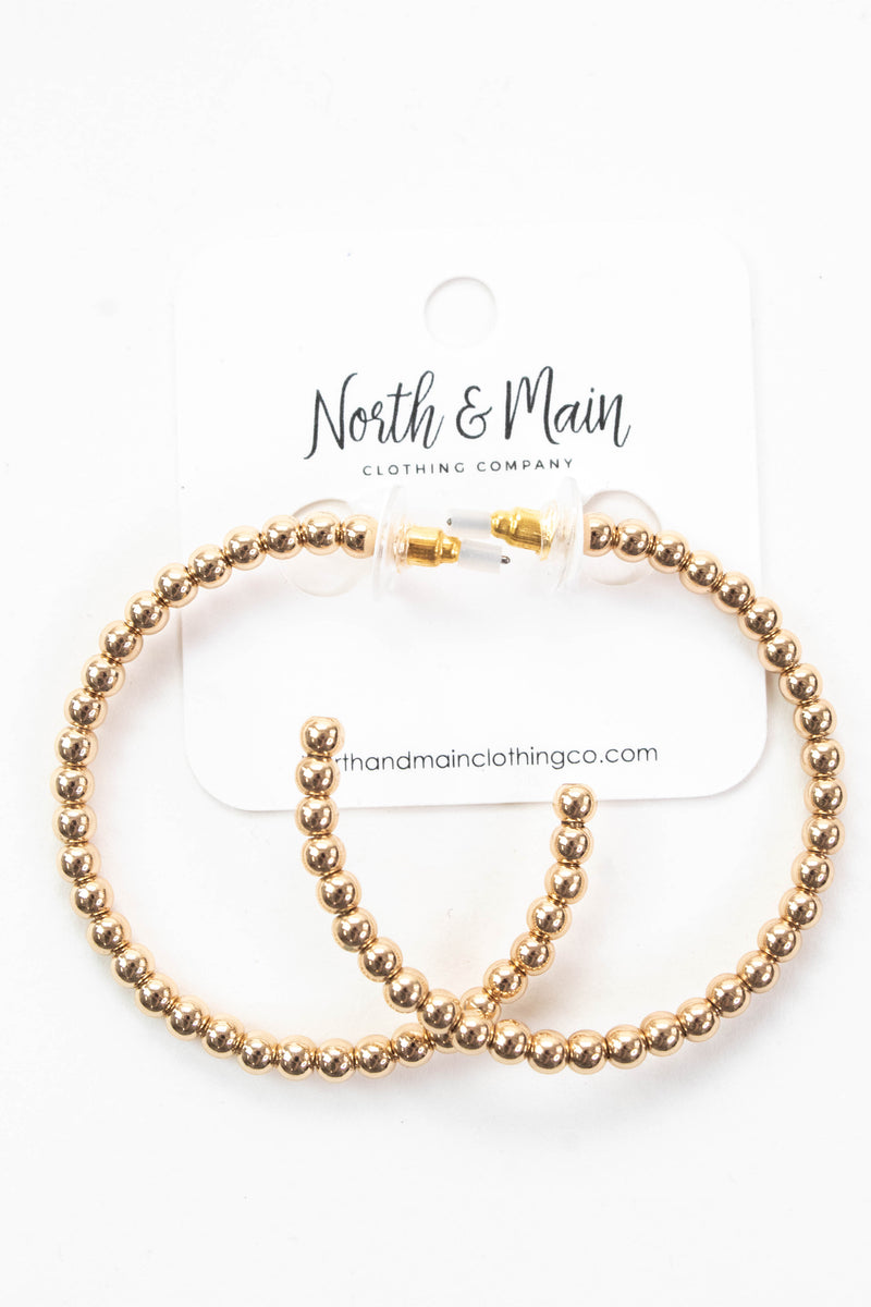 Solana 4mm Beaded Hoop Earring, Gold