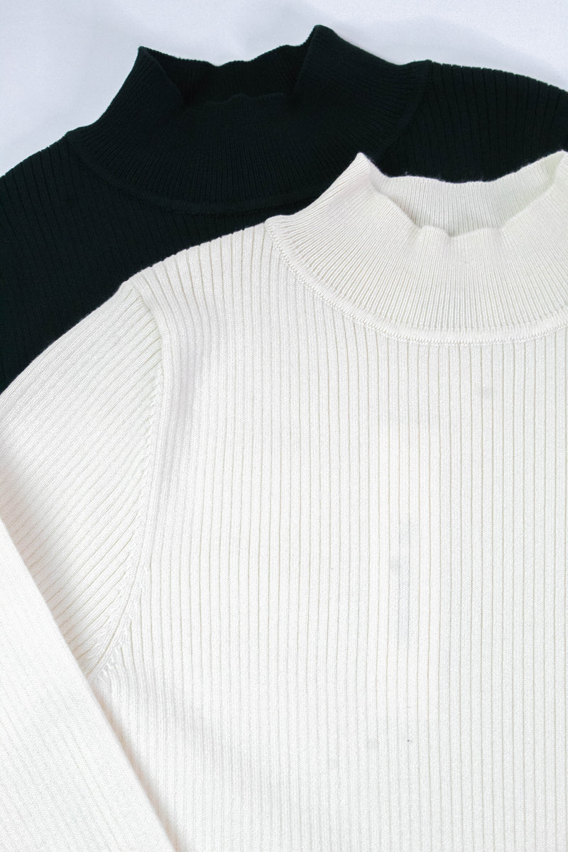 Bella High Neck Ribbed Bodysuit, Cream