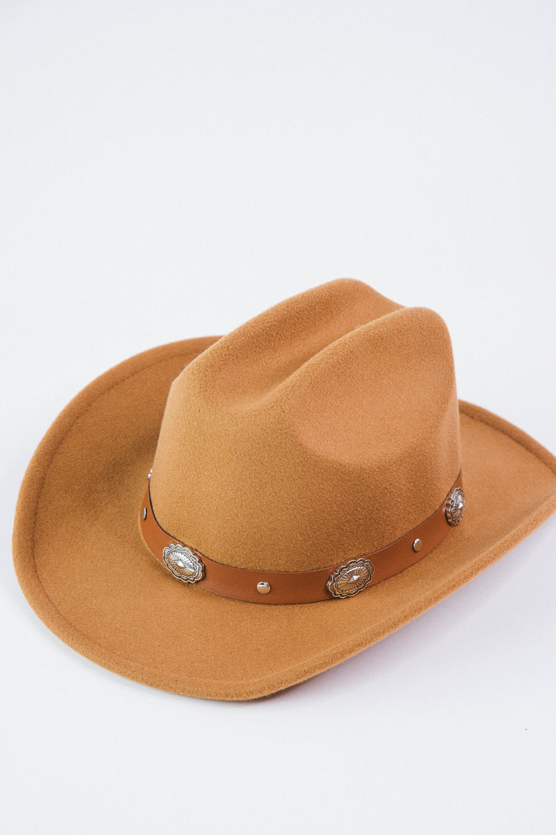 Oval Coin Belt Cowboy Hat, Tan | Fame Accessories