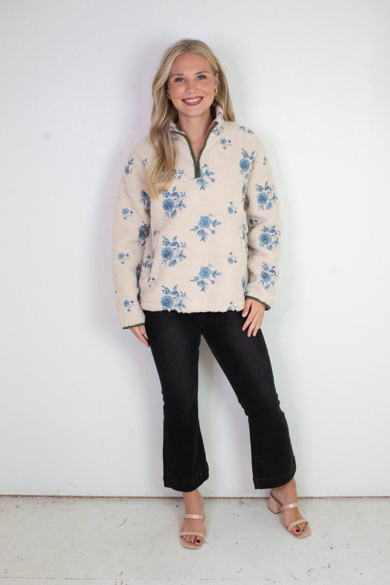 Poppy Anorak Jacket, Cream Blue | RD Style