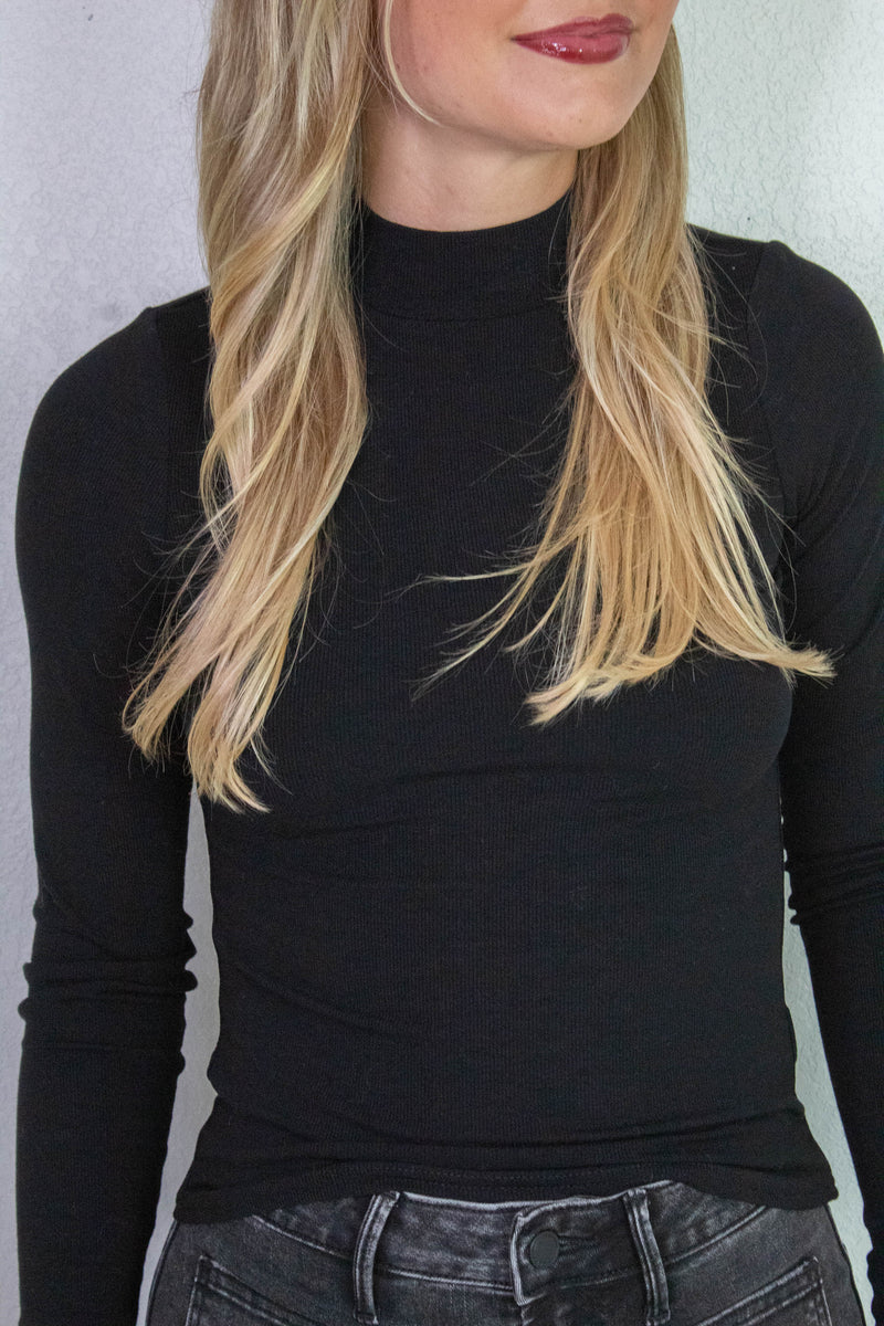 Ronan Mock Neck Top, Black | Sadie & Sage