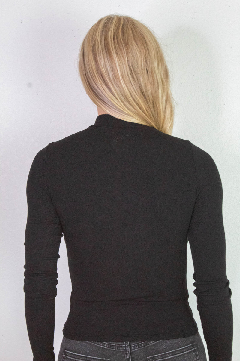 Ronan Mock Neck Top, Black | Sadie & Sage