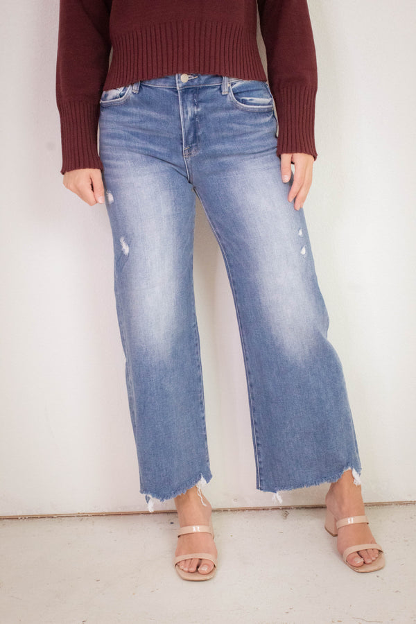 Charlotte High Rise Lightly Distressed Jeans, Medium