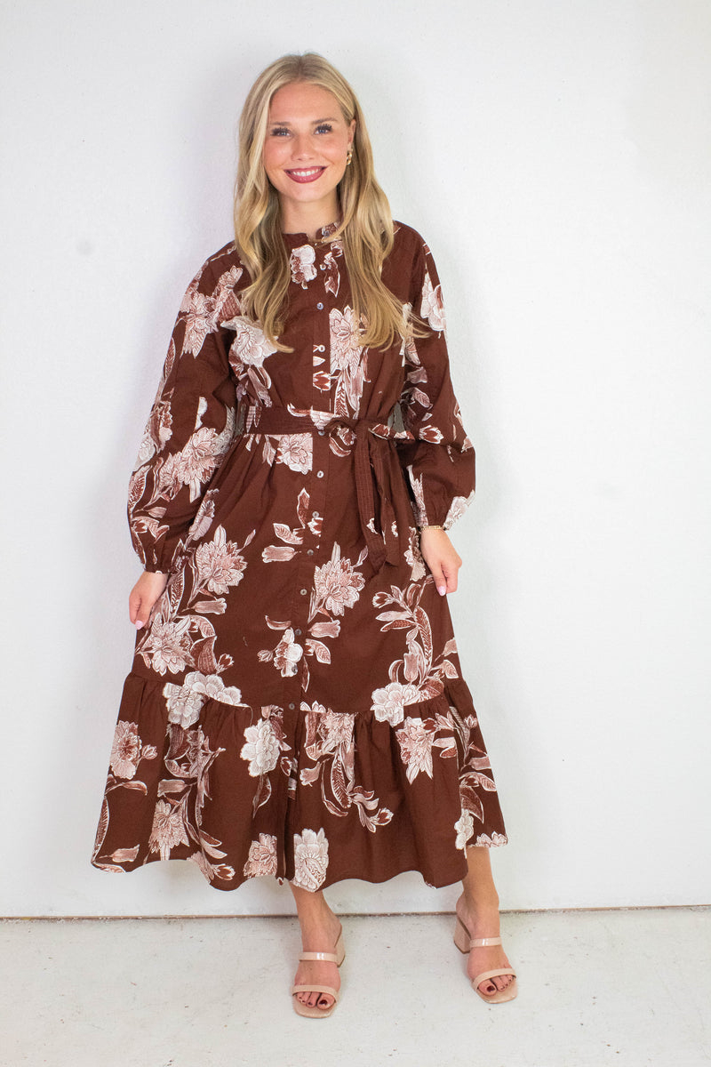floral belted maxi dress Addison Patchwork Print Belted Maxi Dress Small