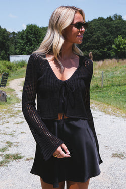 Sincerely Me Crochet Cardigan, Black