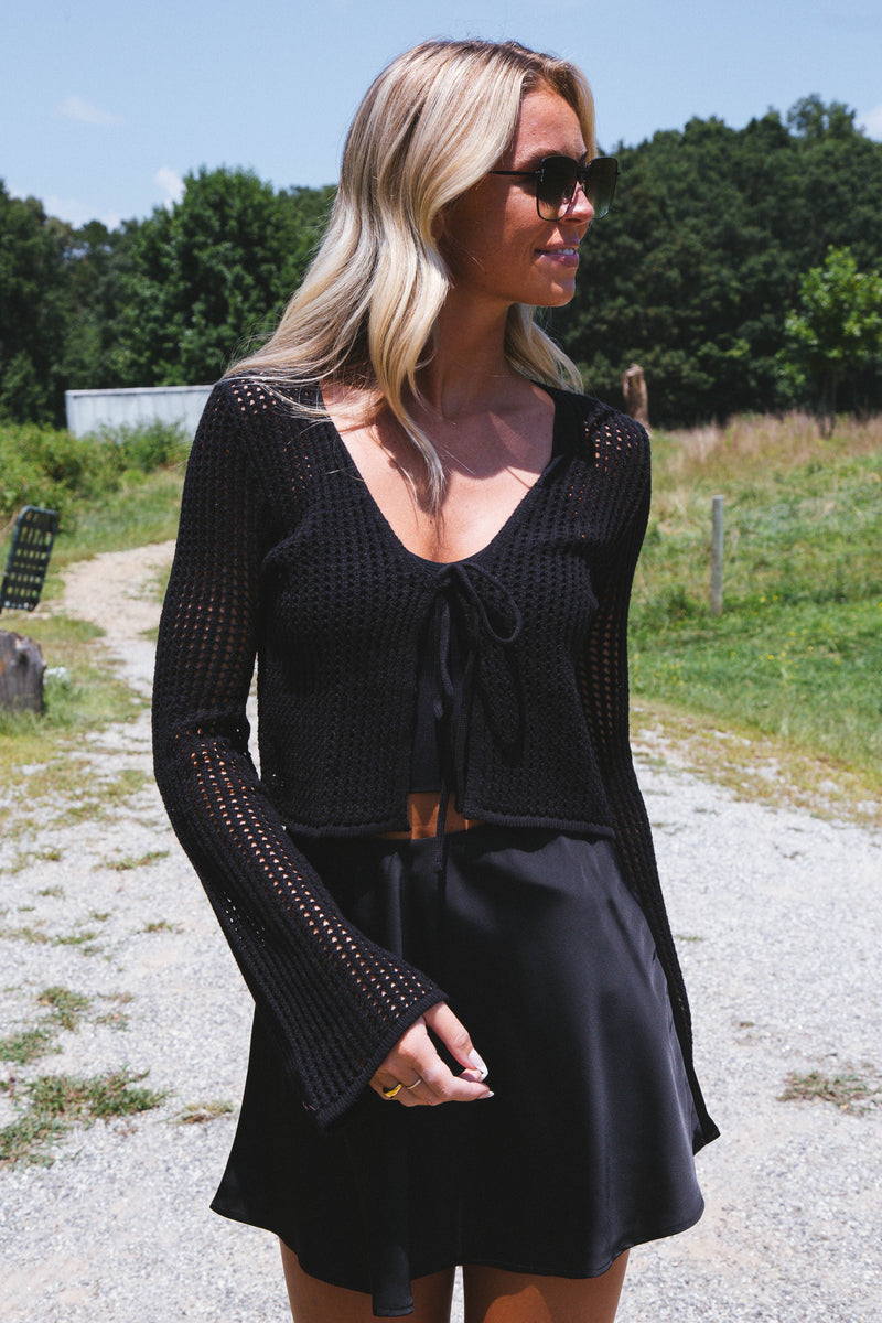 Sincerely Me Crochet Cardigan, Black