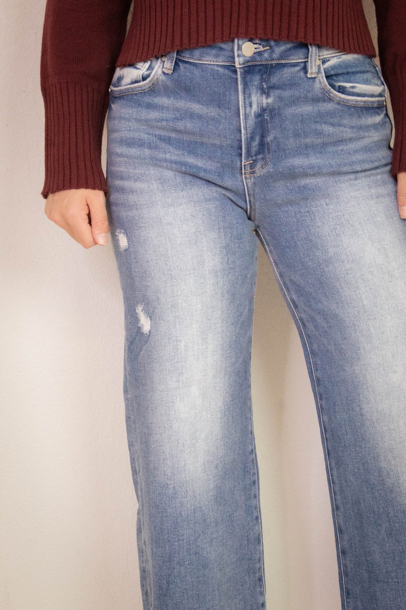 Charlotte High Rise Lightly Distressed Jeans, Medium