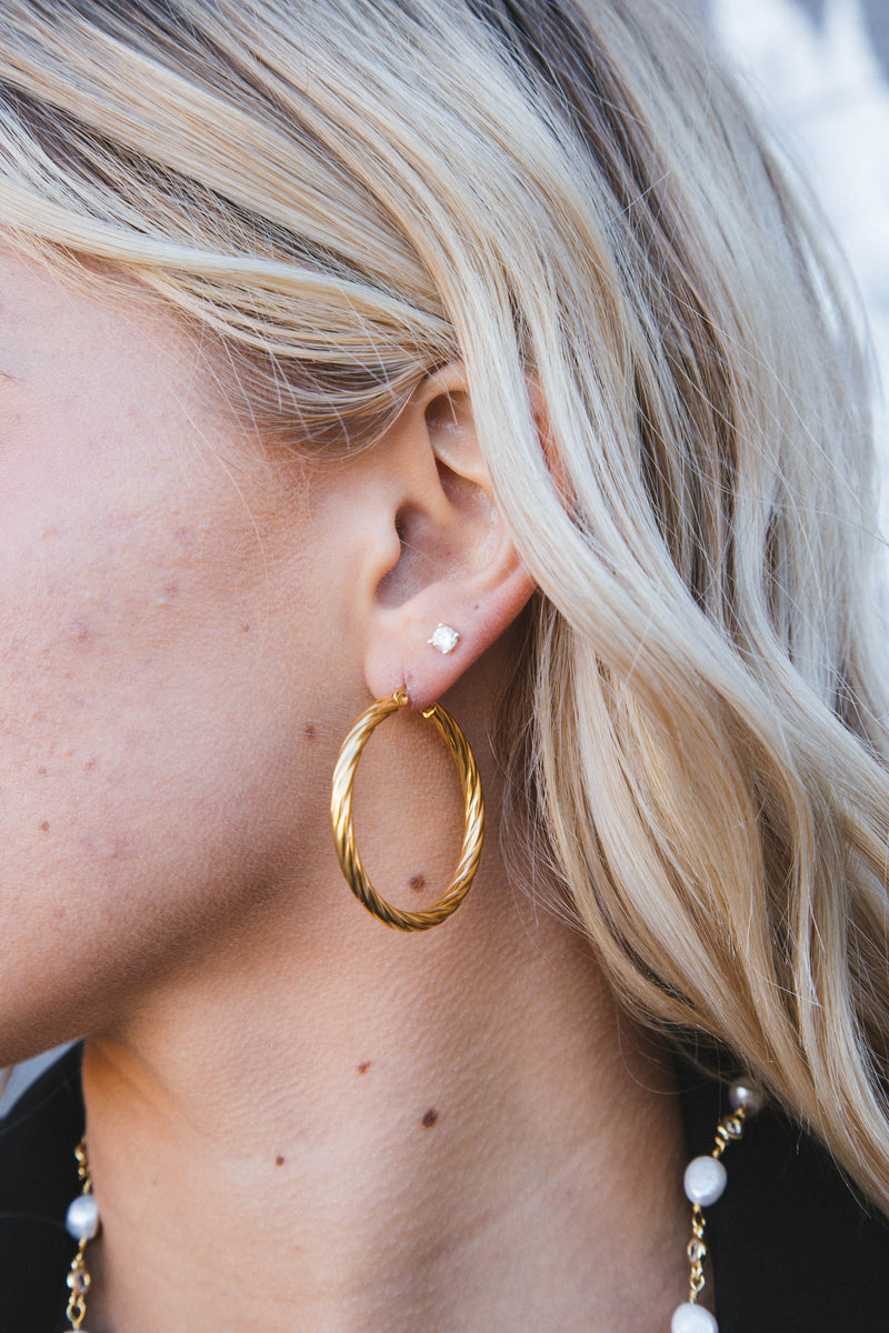 Tina Twist Hoop Large Earrings, Gold | BRACHA