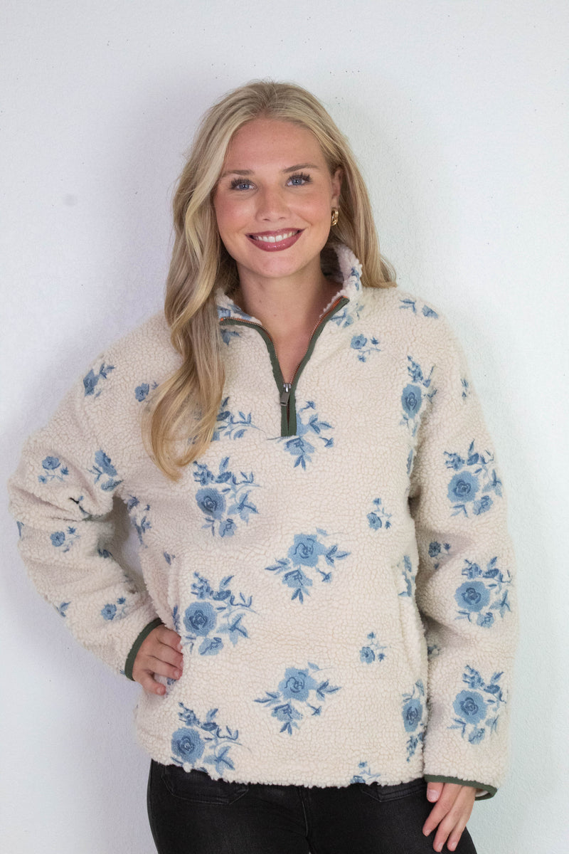 Poppy Anorak Jacket, Cream Blue | RD Style