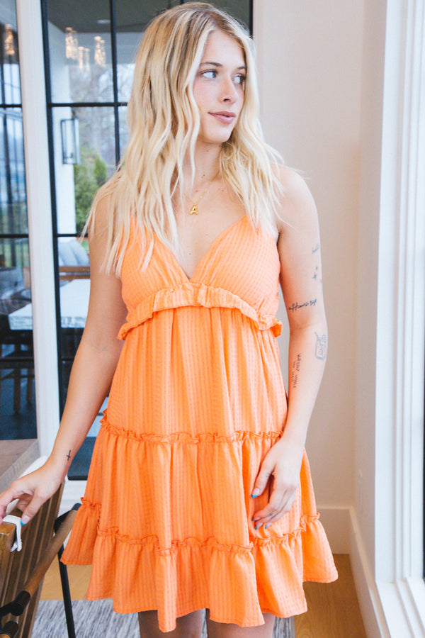 Molly Textured Cami Dress, Tangerine