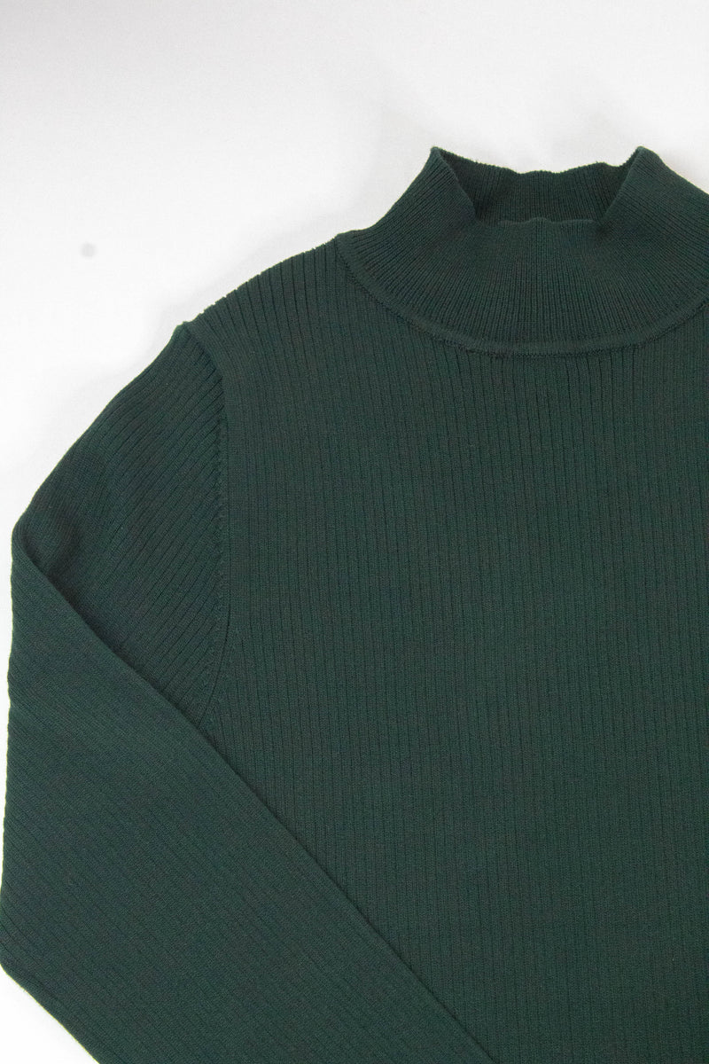Bella High Neck Ribbed Bodysuit, Hunter Green