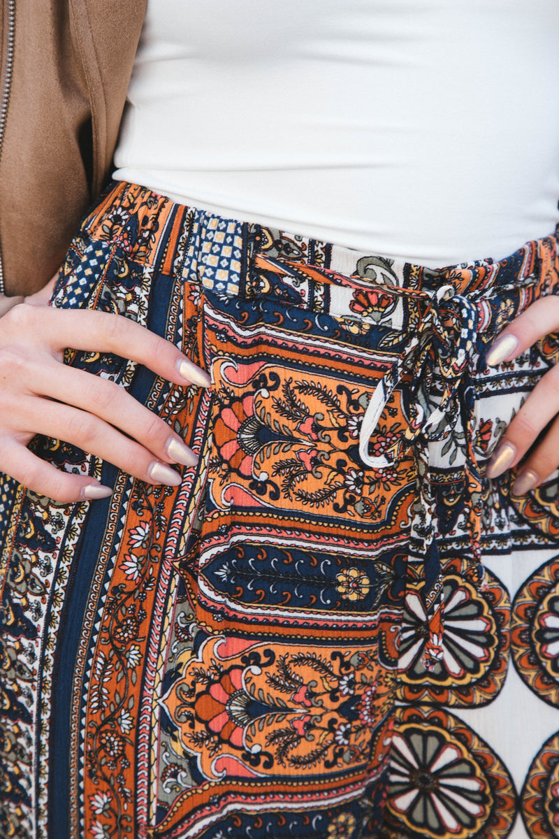 Georgina Printed Wide Leg Pant, Taupe Multi
