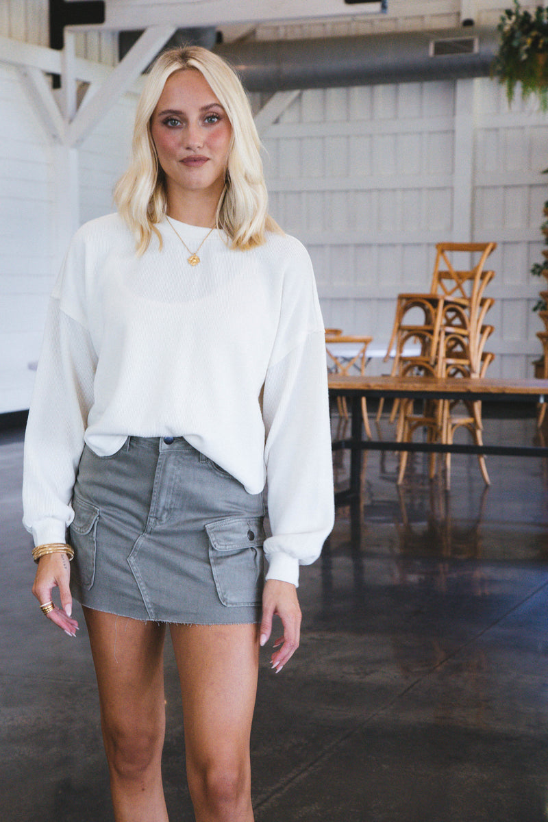 Mathilde Cargo Mini Skirt, Dusty Green
