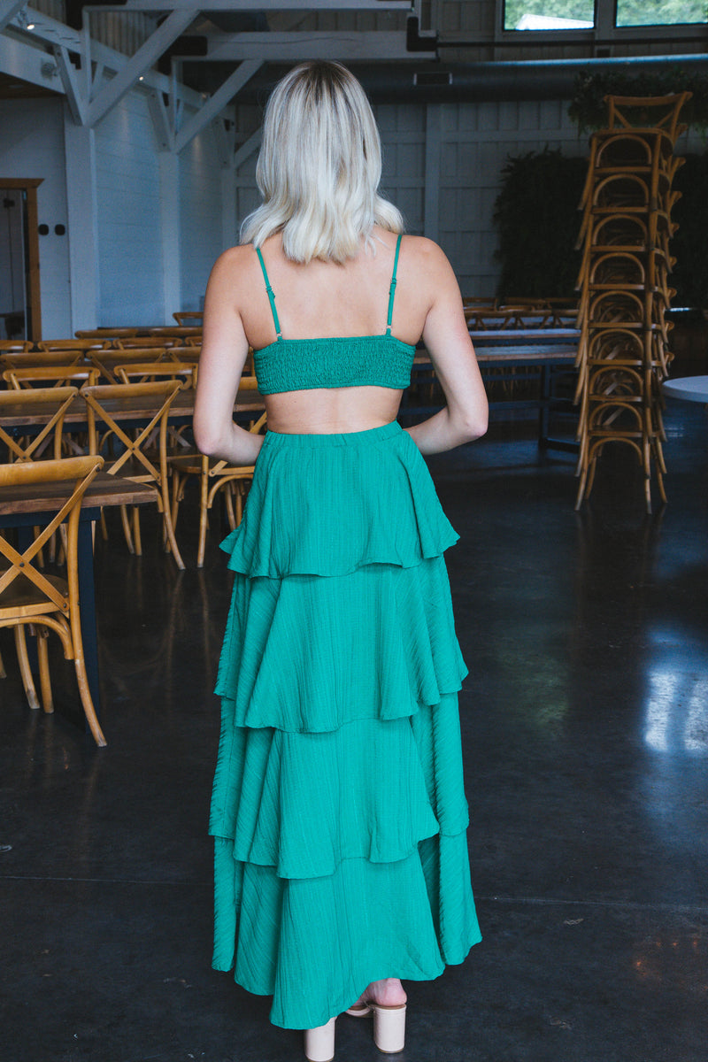 Eliza Textured Cut Out Dress, Green