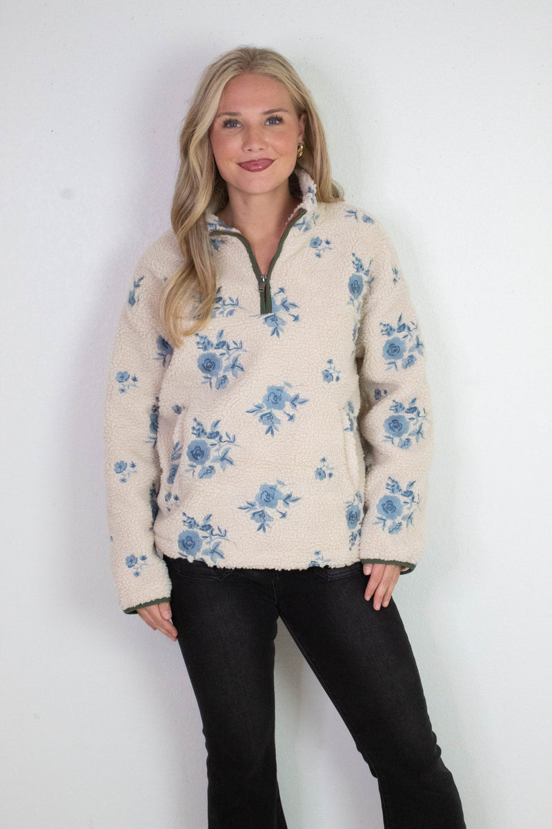 Poppy Anorak Jacket, Cream Blue | RD Style