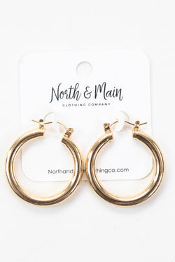 Ellis Hoop Earring, Shiny Gold