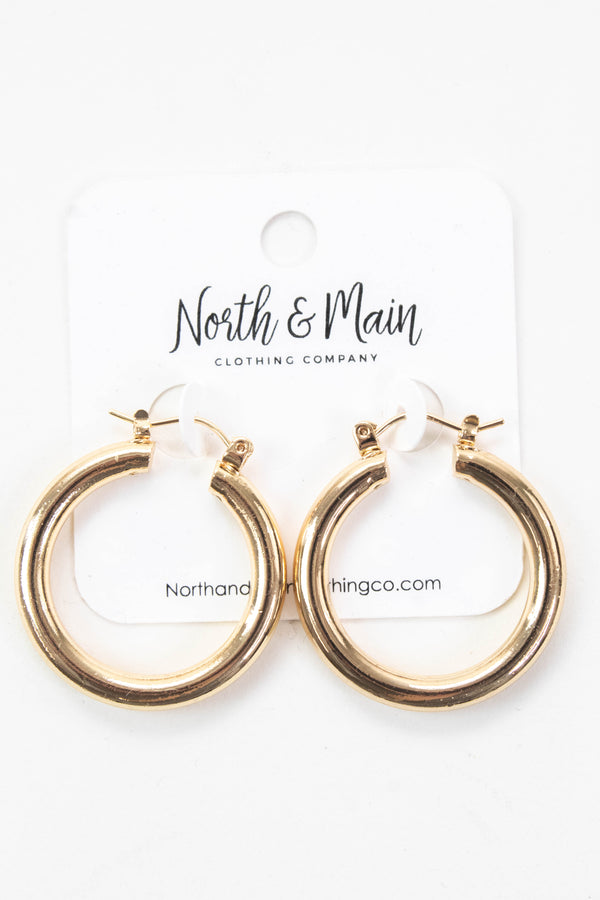 Ellis Hoop Earring, Shiny Gold
