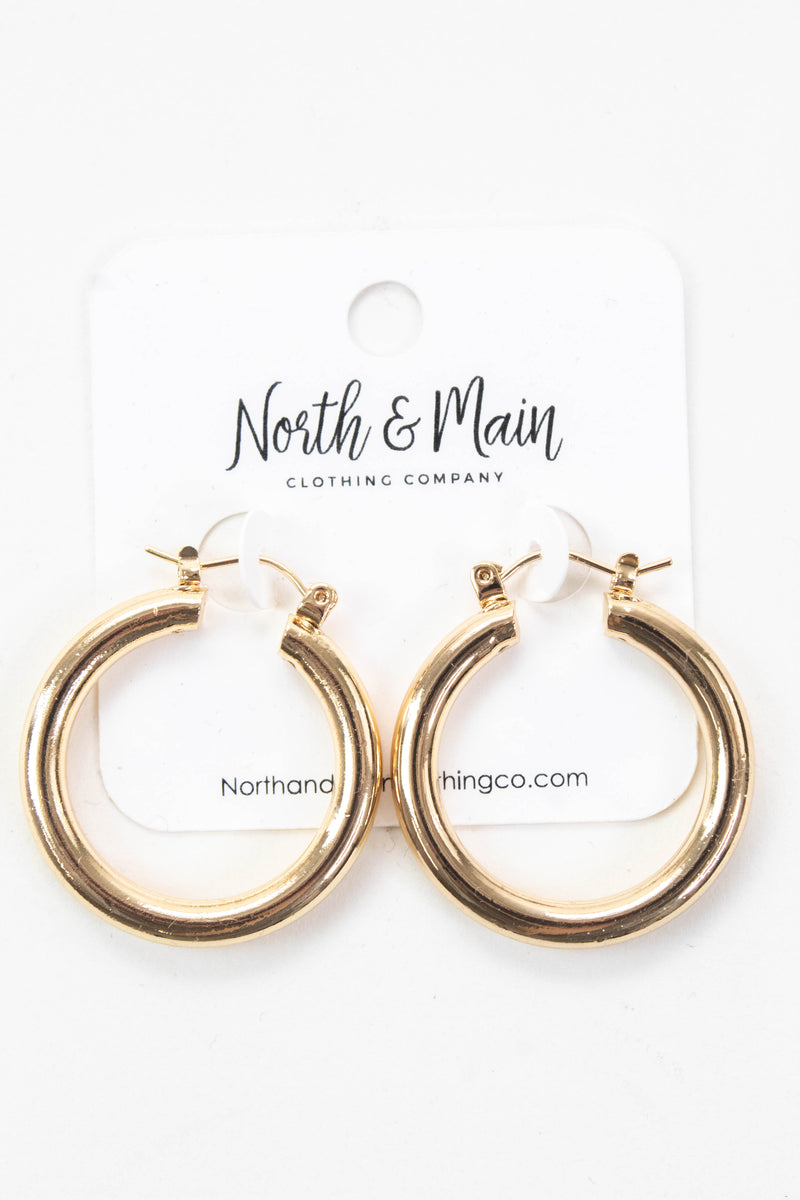 Ellis Hoop Earring, Shiny Gold