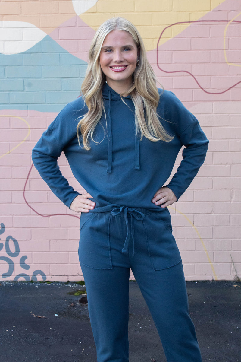 Callie Tapered Lounge Pants, Midnight Navy