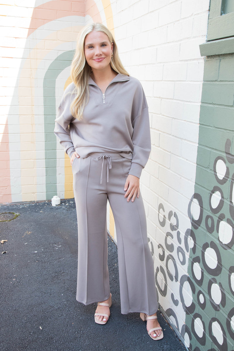 Seanni Soft Knit Half Zip Pullover, Fog | RD Style