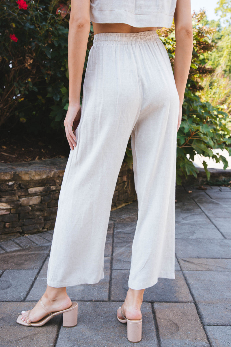 Laverne Wide Leg Linen Pants, Oat