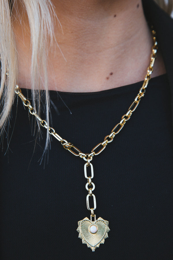 Lennox Mixed Heart Charm Chain Necklace, Gold | BRACHA