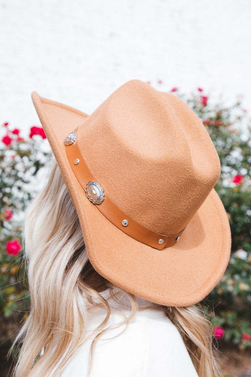 Oval Coin Belt Cowboy Hat, Tan | Fame Accessories