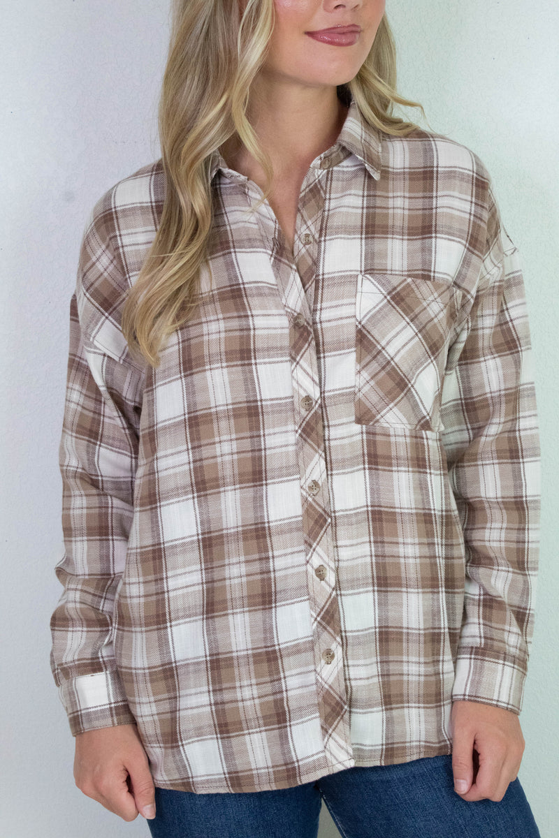 Monroe Brown Plaid Flannel Shirt, Mocha